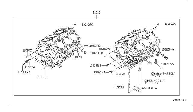 2013 Nissan NV Cylinder Block & Oil Pan Diagram 1