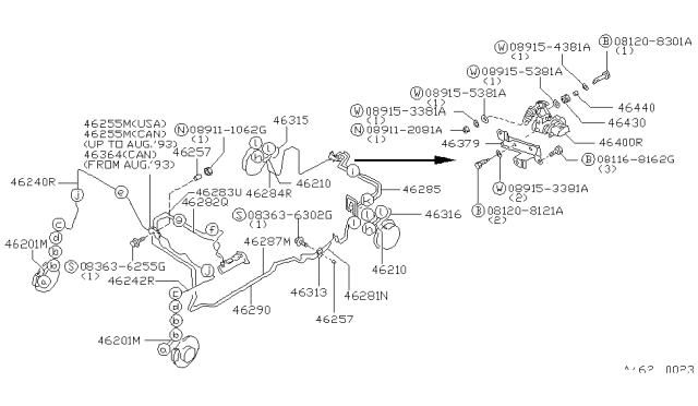 1992 Nissan Axxess Valve Assy-Load Sensing Diagram for 46400-30R01