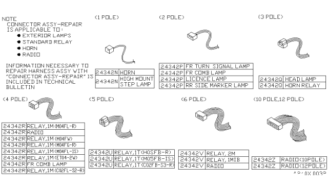 1994 Nissan Axxess Connector Assembly Harness Repair Diagram for B4342-0CFB1