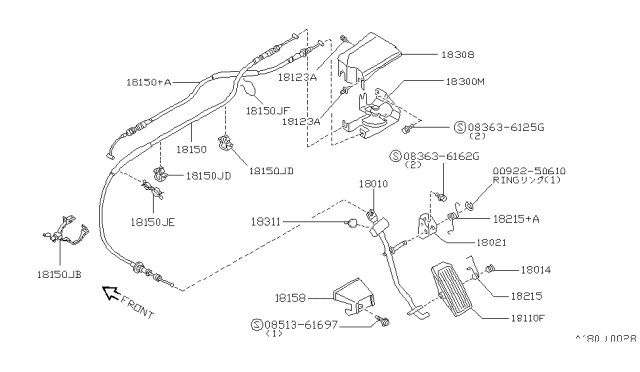 1992 Nissan Axxess Bracket-Pedal Lever Diagram for 18021-36R00