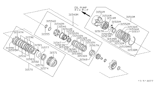 1989 Nissan Axxess Ring-Snap Diagram for 31598-21X00
