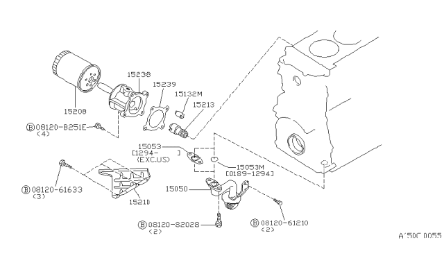 1989 Nissan Axxess Oil Strainer Assembly Diagram for 15050-30R00
