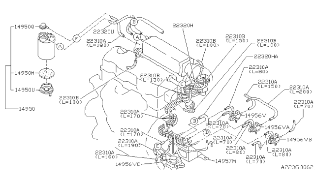 1992 Nissan Axxess Tray CANISTER Assembly Diagram for 14954-D3300