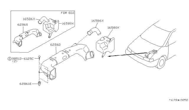 1993 Nissan Axxess RESONATOR Assembly Diagram for 16585-30R00