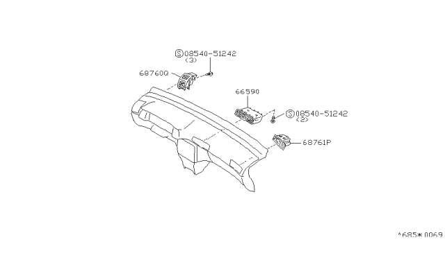 1990 Nissan Axxess VENTILATOR Assembly-Side LH Diagram for 68761-30R00