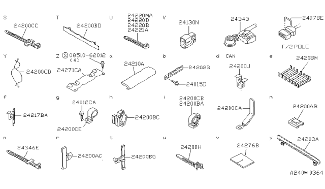 1991 Nissan Axxess Clamp Diagram for 24222-22R00