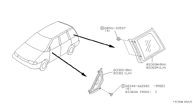 1991 Nissan Axxess Side Window Diagram