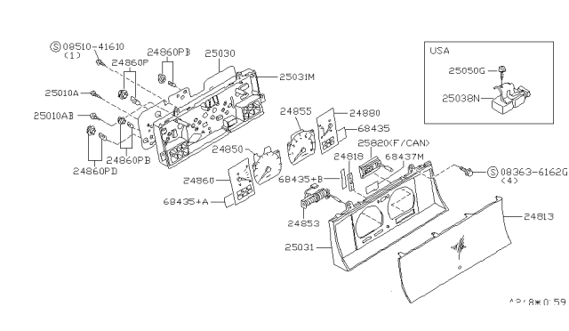 1990 Nissan Axxess Plate Assy-Printed Circuit Diagram for 24814-30R02