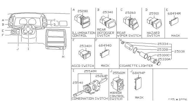 1993 Nissan Axxess Mask-Switch Diagram for 68493-30R00