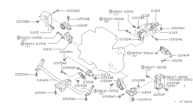 1992 Nissan Axxess Bolt Diagram for 01125-00641