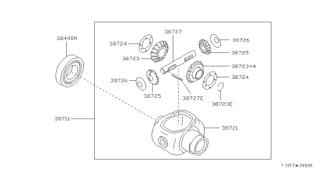 1989 Nissan Axxess Bearing-Differential Side Diagram for 38440-56E00
