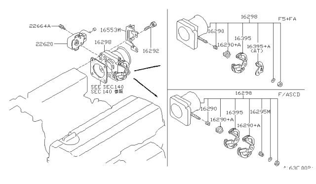 1990 Nissan Axxess Lever Throttle Diagram for 16134-30R01