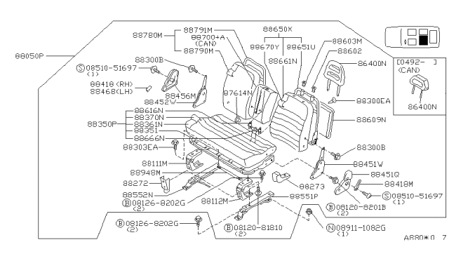 1993 Nissan Axxess Cover-Hinge Diagram for 88666-32R01
