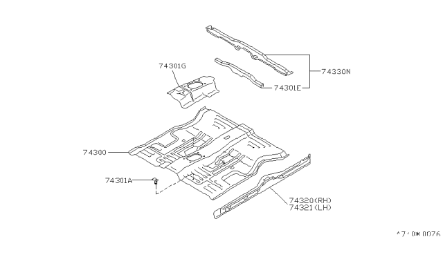 1989 Nissan Axxess Member Assembly-Cross 2ND Diagram for 74330-30R00