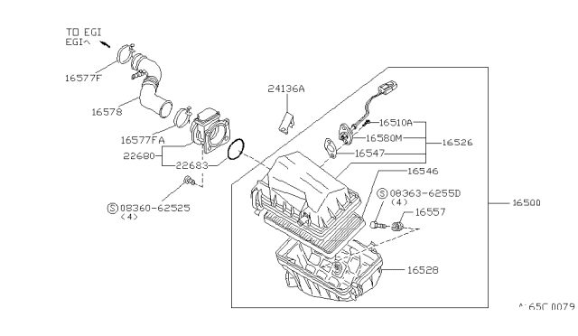 1992 Nissan Axxess Cover Assembly-Air Cleaner Diagram for 16526-30R01