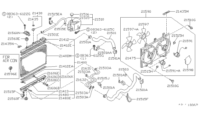 1989 Nissan Axxess SHROUD Assembly Diagram for 21483-57E00