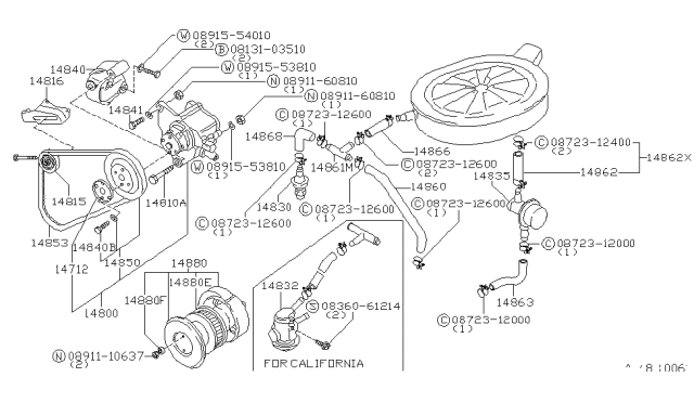 1979 Nissan Datsun 310 Pulley Diagram for 14815-M6600