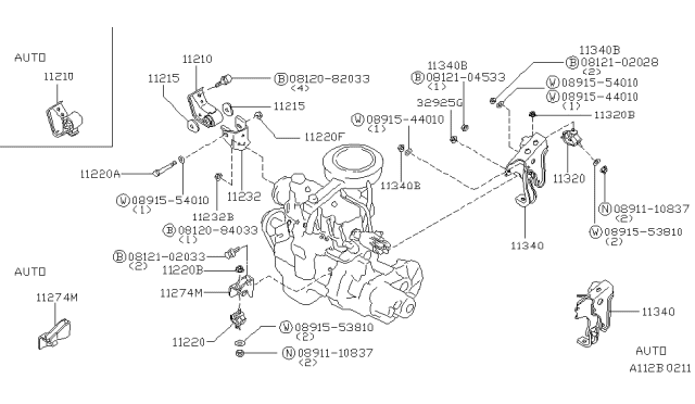 1981 Nissan Datsun 310 Engine Mounting Member, Front Diagram for 11210-M7070