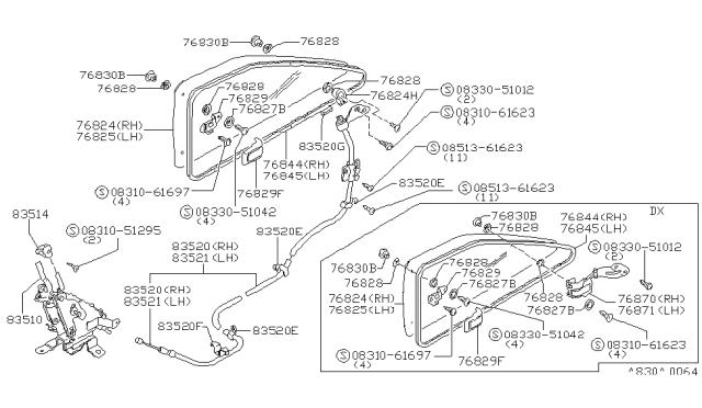 1981 Nissan Datsun 310 Wire Window LH Diagram for 83521-M8361
