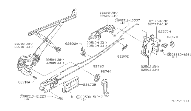 1980 Nissan Datsun 310 Rear Door Outside Handle Assembly Right Diagram for 82606-M3000