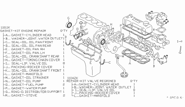 1982 Nissan Datsun 310 Gasket Kt REGR Diagram for 11042-11A26