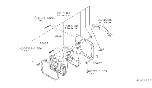 1981 Nissan Datsun 310 Driver Side Headlight Assembly Diagram for 26060-M6660