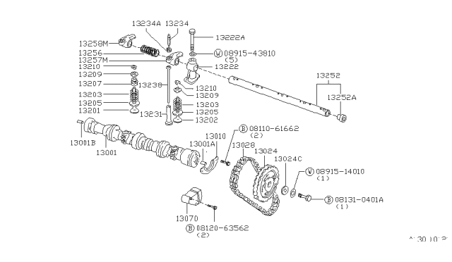 1980 Nissan Datsun 310 Timing Chain Diagram for 13028-18001