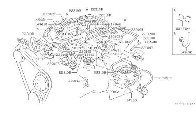 1981 Nissan Datsun 310 Engine Control Vacuum Piping Diagram 8