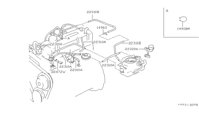1980 Nissan Datsun 310 Engine Control Vacuum Piping Diagram 6