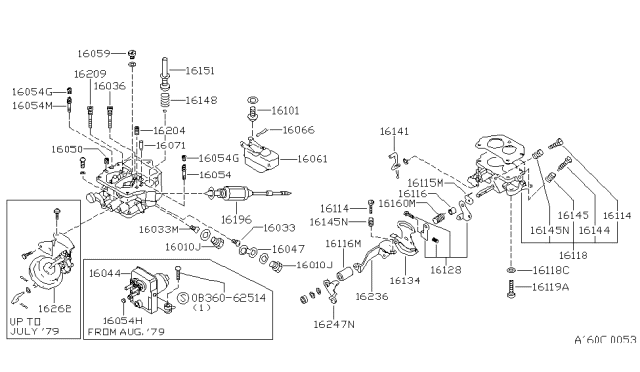 1981 Nissan Datsun 310 Comp Assembly Diagram for 16044-H9870