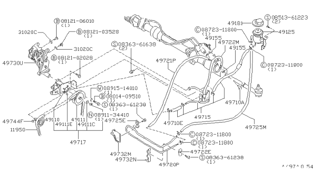 1980 Nissan Datsun 310 Pump Power Steering Diagram for 49110-M7260