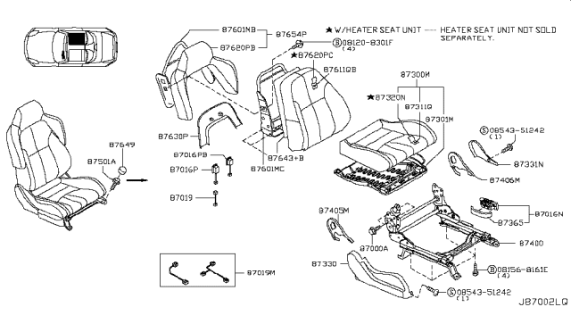 2006 Nissan 350Z Back Assembly-Front Seat,Upper Diagram for 87654-CD070