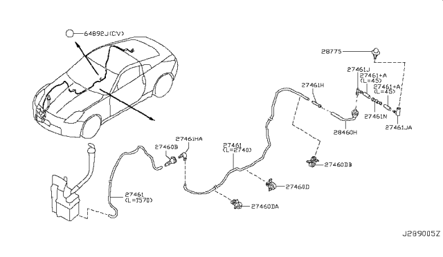 2008 Nissan 350Z Grommet Diagram for 28982-CD000