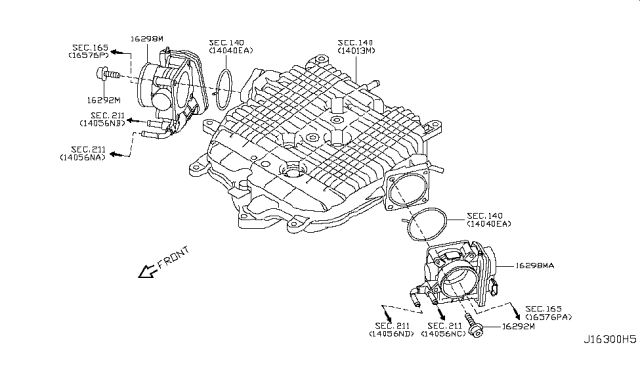 2007 Nissan 350Z Throttle Chamber Assembly Diagram for 16119-8J10A
