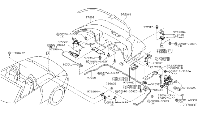 2007 Nissan 350Z Open Roof Parts Diagram 4