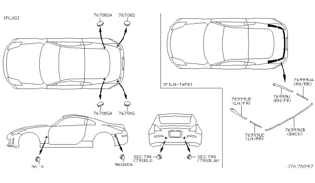 2005 Nissan 350Z Film-Body Side Diagram for 76999-CD000