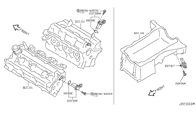 2006 Nissan 350Z Crankshaft Position Sensor Diagram for 23731-WL01A