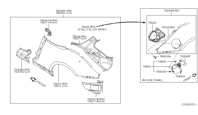 2004 Nissan 350Z Extension-Rear Fender,RH Diagram for 78116-CD000