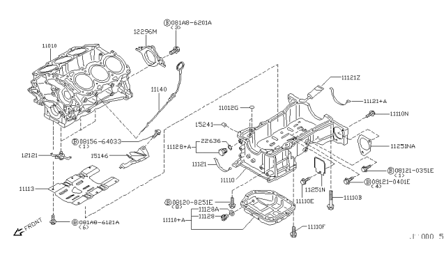 2004 Nissan 350Z Cylinder Block & Oil Pan Diagram 1