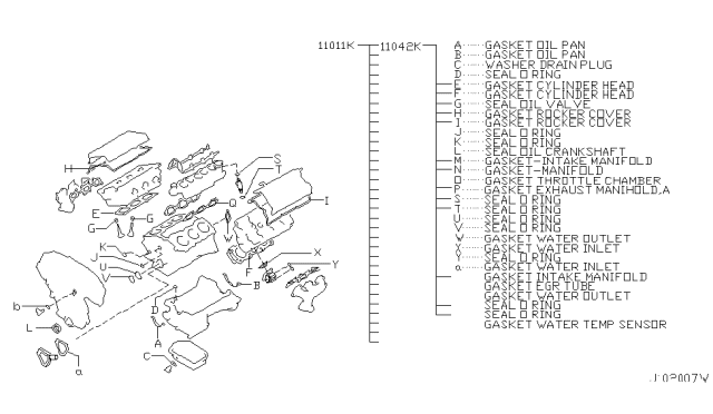 2004 Nissan 350Z Gasket Kit-Valve REGRind Diagram for 11042-AC326