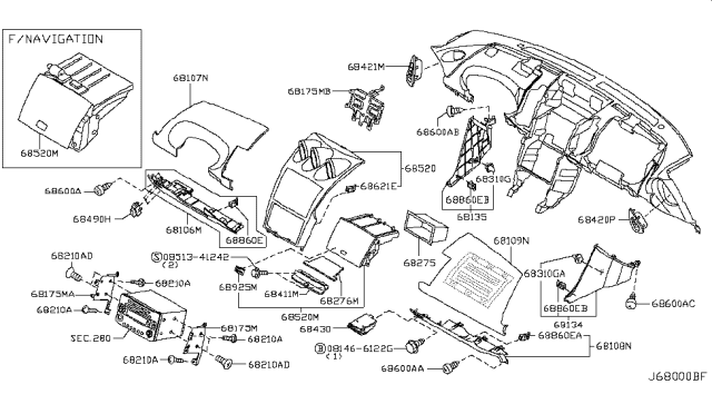 2003 Nissan 350Z FINISHER-Instrument,A Diagram for 68410-CD000