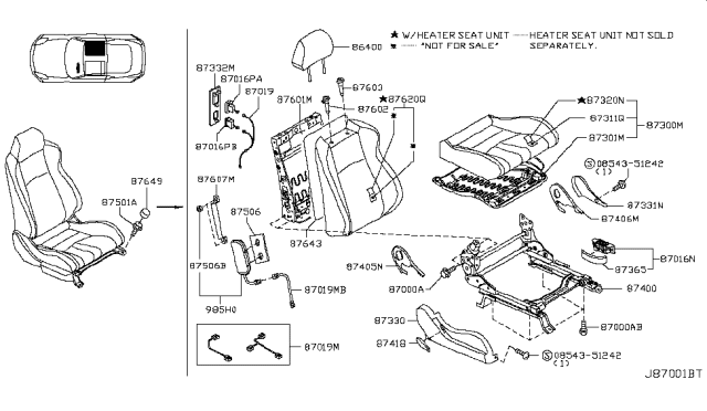 2003 Nissan 350Z Pad-Front Seat Cushion Diagram for 87311-CD010