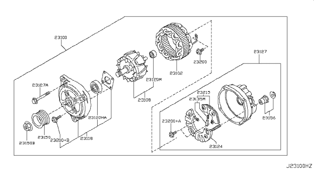 2007 Nissan 350Z Pulley Assy Diagram for 23150-AG010