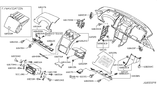 2007 Nissan 350Z Finisher-Instrument Diagram for 68410-CF50A
