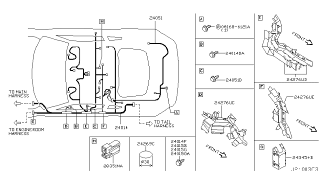 2003 Nissan 350Z Harness Assembly-Body Diagram for 24014-CD001