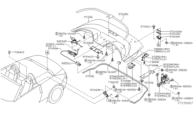 2004 Nissan 350Z Open Roof Parts Diagram 4