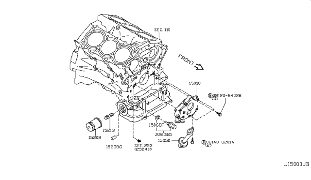 2006 Nissan 350Z Oil Strainer Assembly Diagram for 15050-CD001