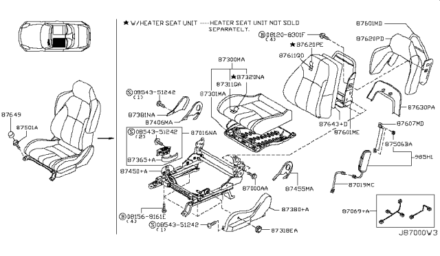 2004 Nissan 350Z Cushion Assembly - Front Seat Diagram for 87350-CD102