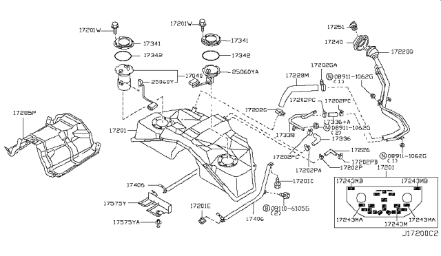 2003 Nissan 350Z Fuel Tank Assembly Diagram for 17202-CD000