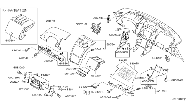 2004 Nissan 350Z Instrument Panel,Pad & Cluster Lid Diagram 3